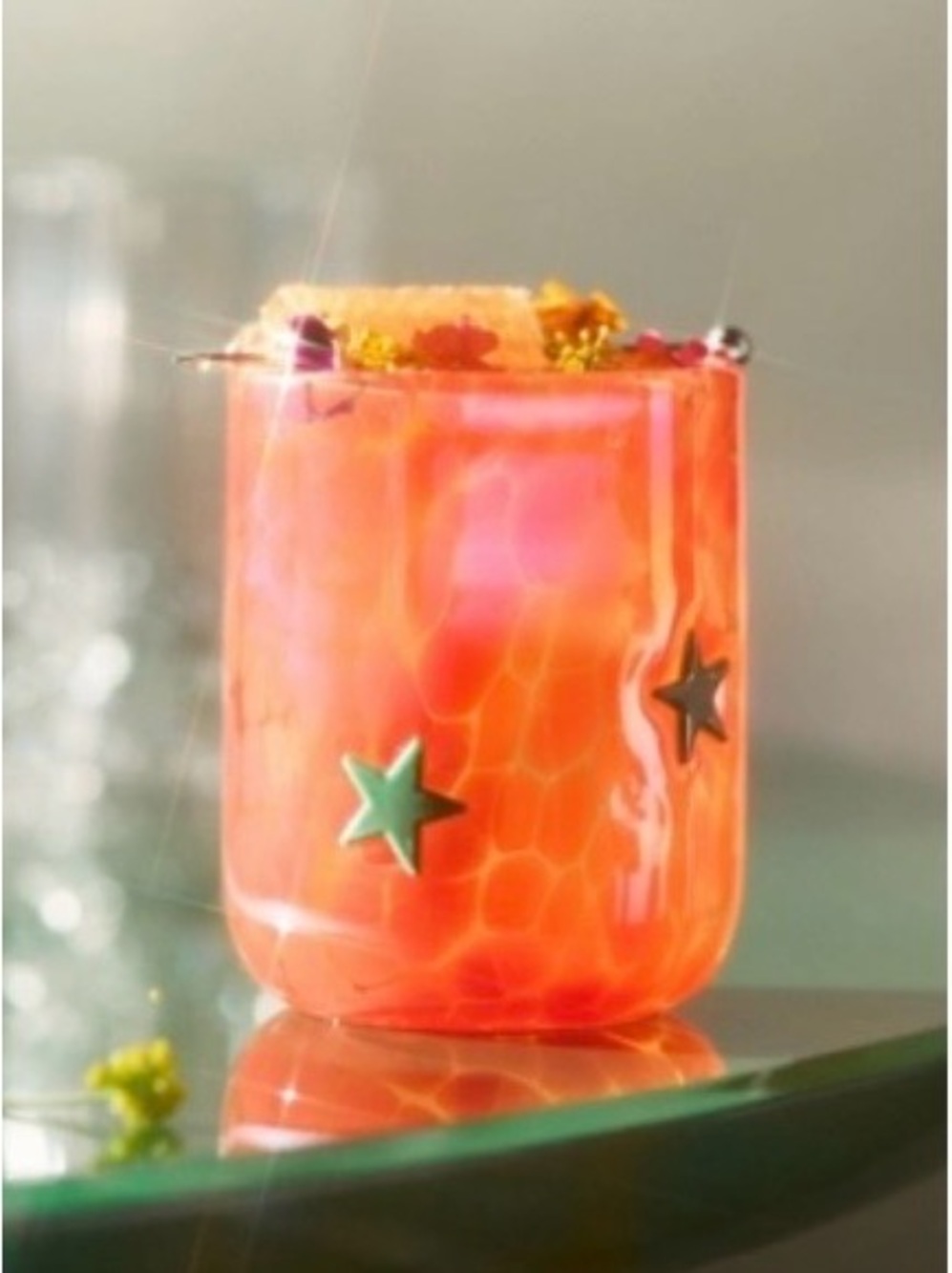 Anthropologie Marquee Icon Juice Glass Patina Star New in Box